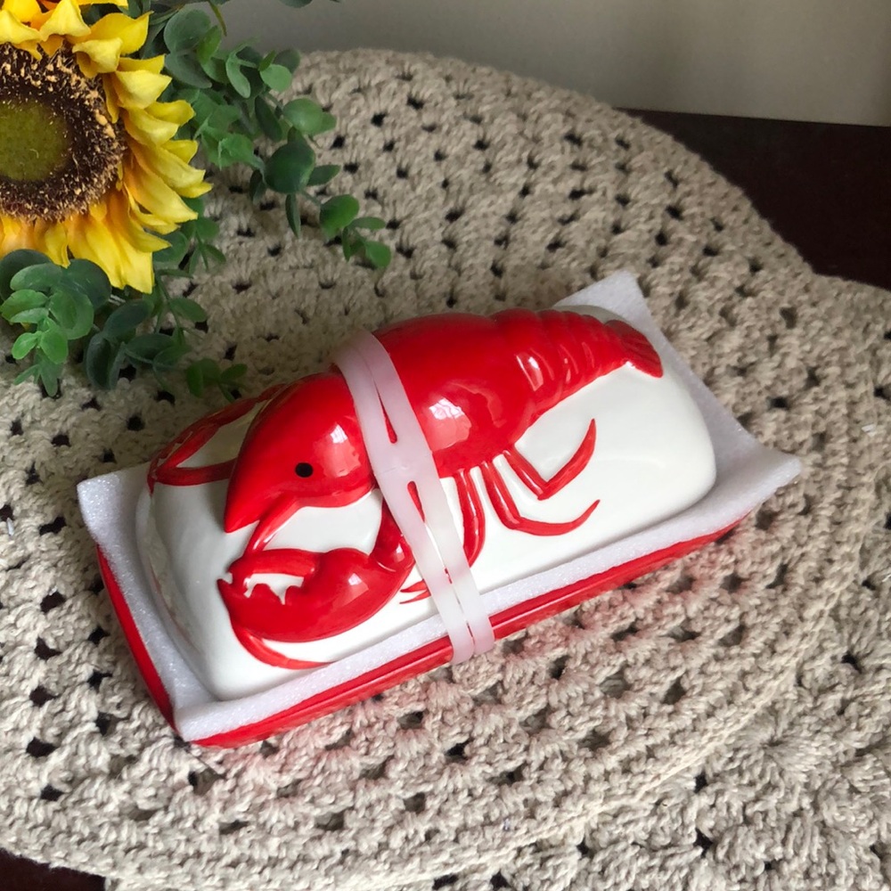 Red Lobster Ceramic Butter Dish